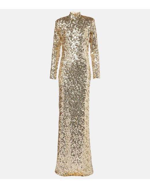The New Arrivals Ilkyaz Ozel Metallic Catroux Sequined Gown