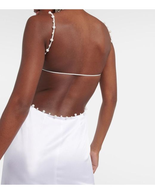 Galvan White Bridal Pearled Cove Cutout Gown