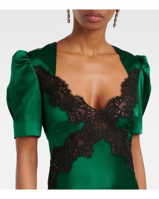 Rebecca Vallance Green Charelle Silk Saten Slip Dress