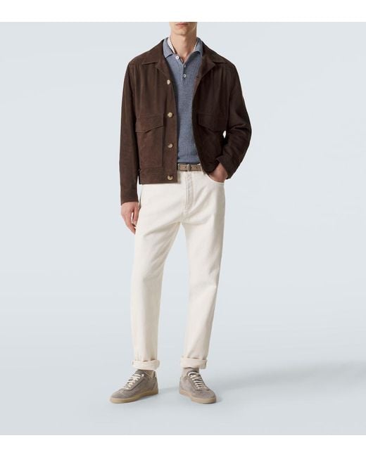 Brunello Cucinelli Brown Suede Jacket for men