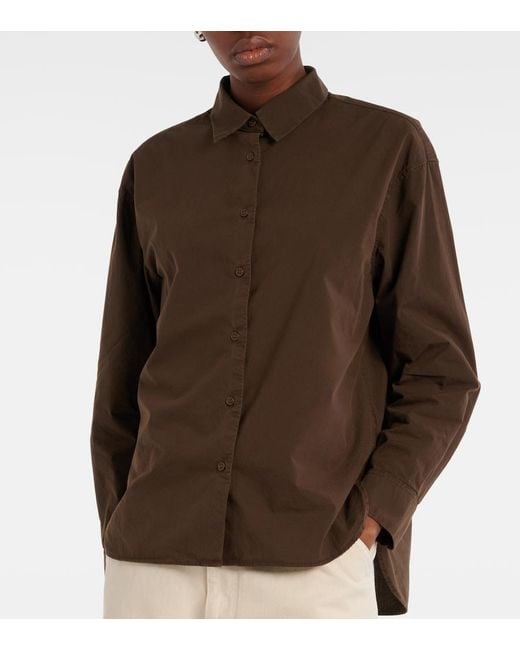 Nili Lotan Brown Amante Cotton Poplin Shirt