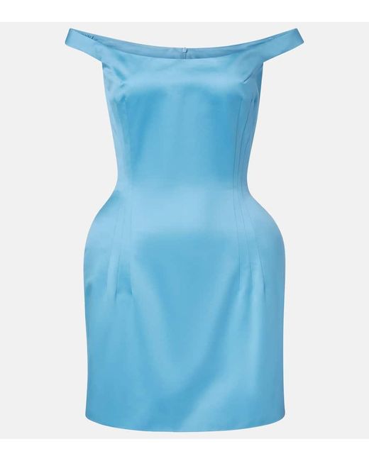 Magda Butrym Women's Blue Off-Shoulder Cotton Minidress