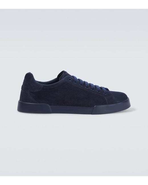 Dolce & Gabbana Blue Suede Sneakers for men