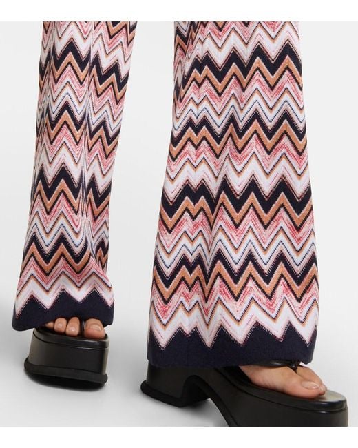 Missoni Red Chevron-Knit Straight Leg Trousers