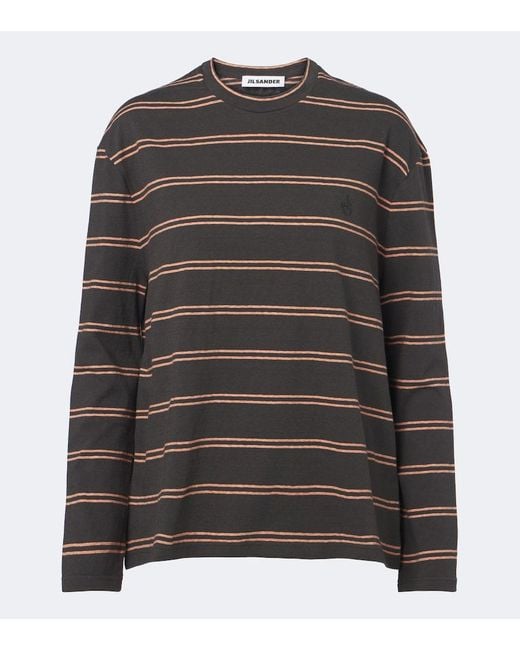 Jil Sander Black Striped Cotton T-Shirt