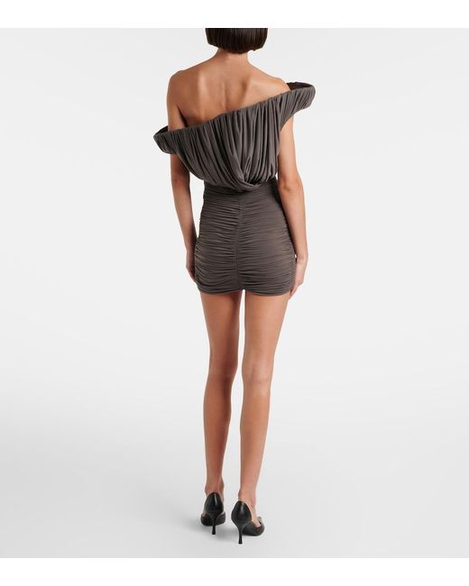 Magda Butrym Black Asymmetric One-Shoulder Ruched Bustier Dress