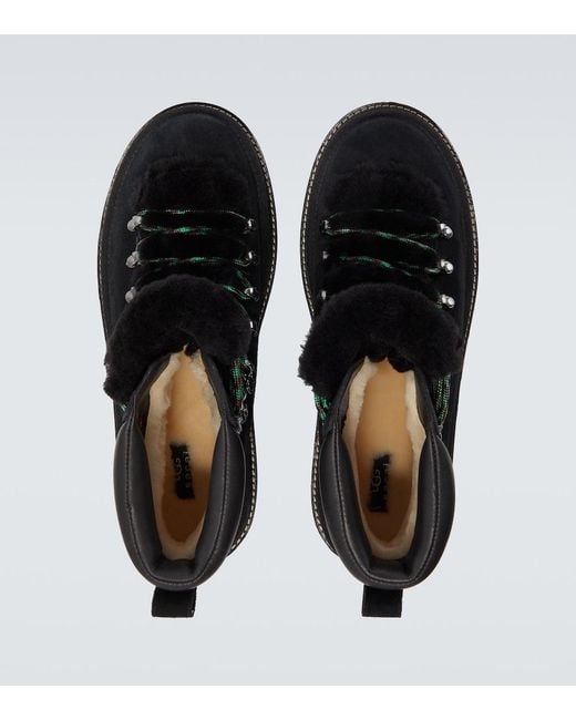 Sacai Black X Ugg Suede And Shearling Hiking Boots for men