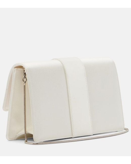 Manolo Blahnik Natural Maycapjou Embellished Satin Clutch