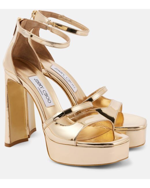 Jimmy Choo Claressa Metallic Leather Platform Sandals