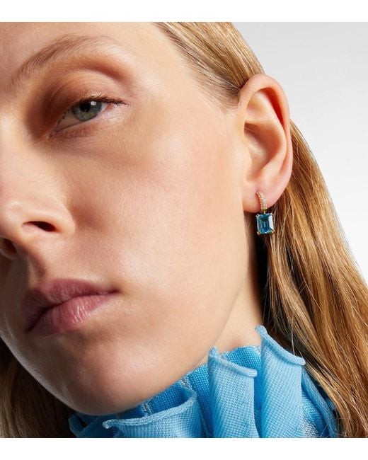 Octavia Elizabeth Blue Yana Charmed Micro 18Kt Earrings With Topazes And Diamonds