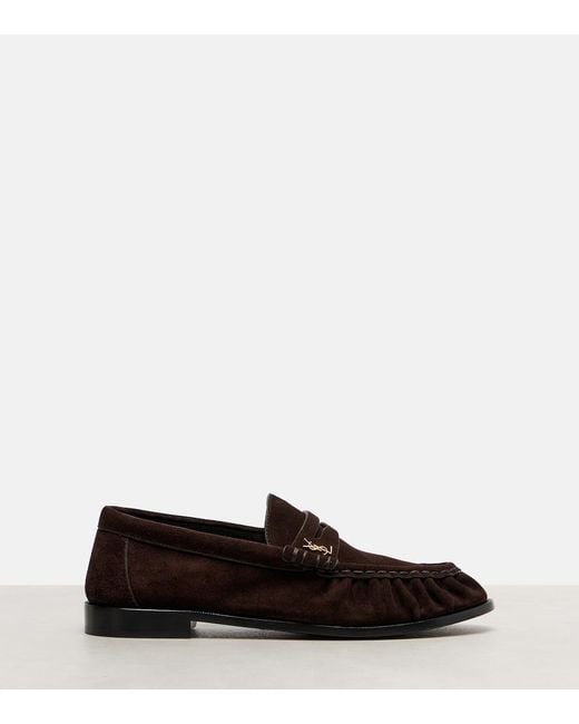 Saint Laurent Black Le Loafer Cassandre Suede Penny Loafers