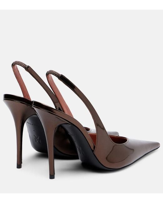 AMINA MUADDI Brown Anok 105 Mirrored Leather Slingback Pumps