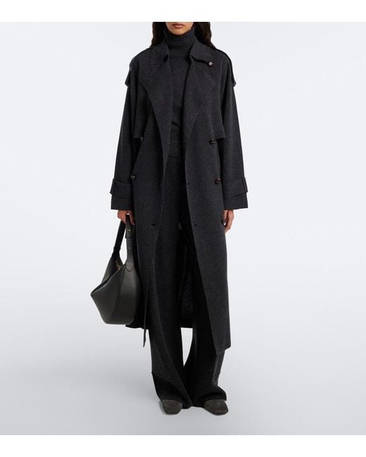 Jardin Des Orangers Black Belted Double-Breasted Wool And Cashmere Coat