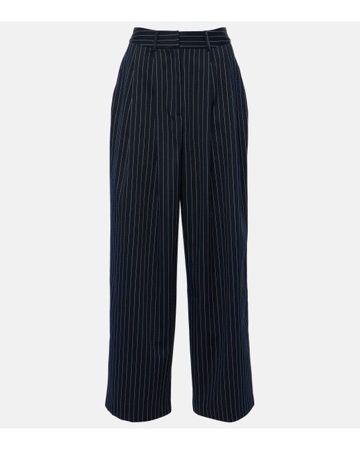 Frankie Shop Blue Ripley Pinstripe Twill Wide-leg Pants