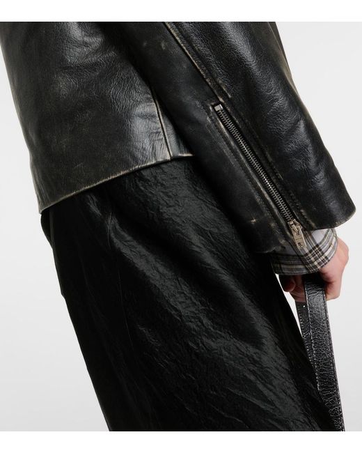 Acne Black Leather Jacket With A 'Vintage' Effect