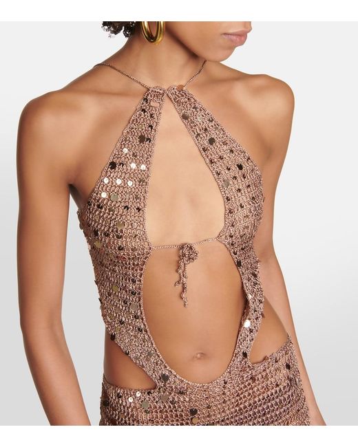 AYA MUSE Multicolor Morel Cutout Sequined Maxi Dress