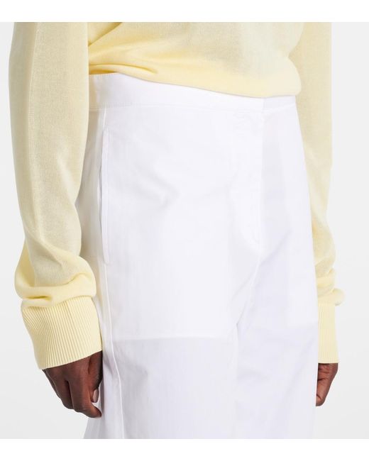 Totême White Twisted Seam Cotton Poplin Wide-Leg Pants