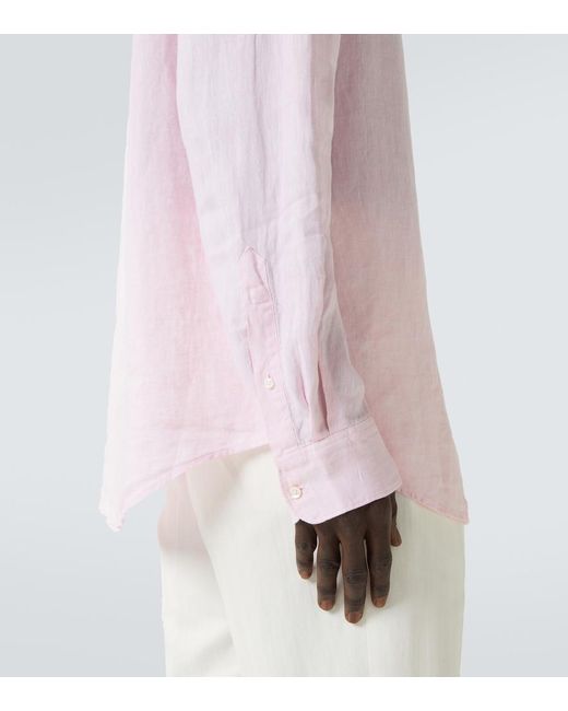 Ralph Lauren Pink Linen Oxford Shirt for men