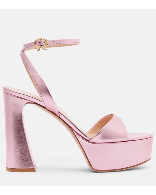 Gianvito Rossi Pink Nancy 110 Leather Platform Sandals