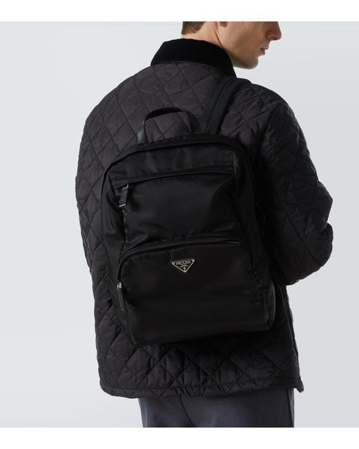 Prada Black Re-Nylon Logo Backpack for men