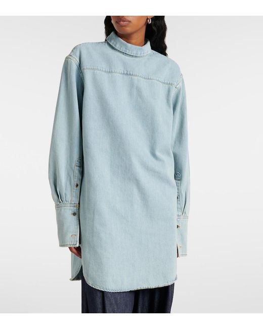 Dries Van Noten Blue Denim Turtleneck Top