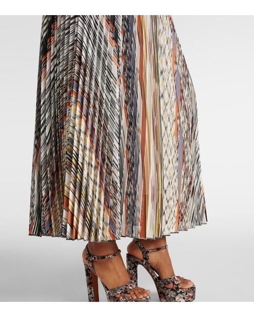 Missoni Multicolor Knitted Pleated Striped Maxi Dress
