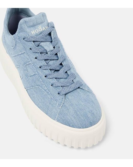 Hogan Blue H-Stripes Platform Sneakers
