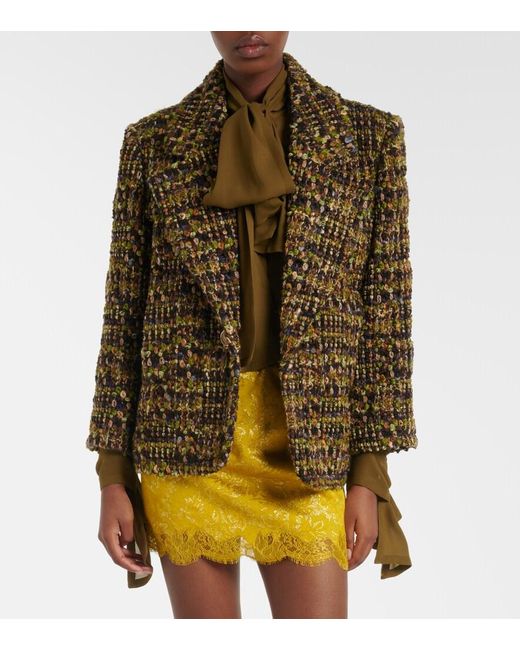 Saint Laurent Brown Wool-Blend Tweed Jacket
