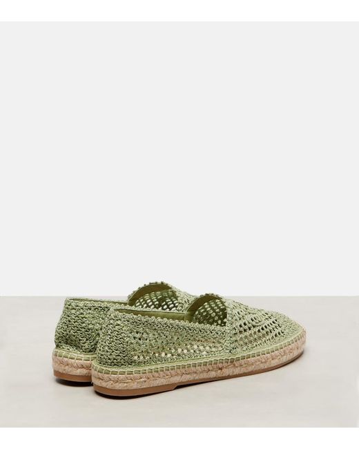 Chloé Green Isla Leather-Trimmed Crochet Espadrilles