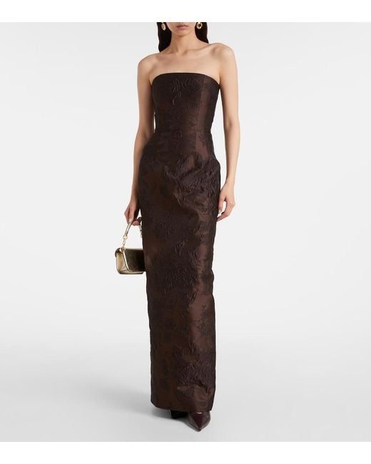 Emilia Wickstead Purple Laelia Jacquard Corset Gown