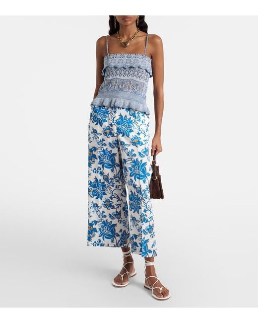Etro Blue Knitted Cotton Crop Top
