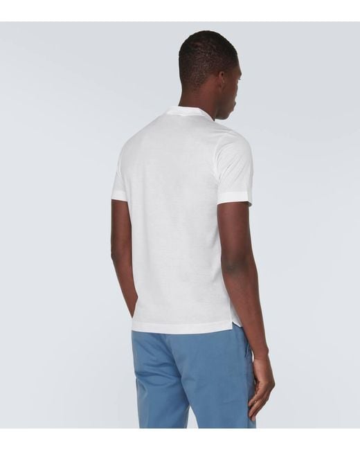 T-shirt in jersey di cotone di Canali in White da Uomo