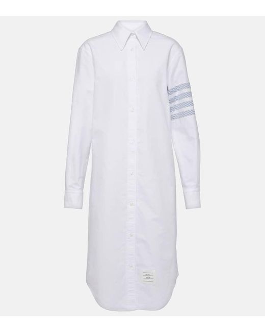 Vestido camisero de algodon Thom Browne de color White