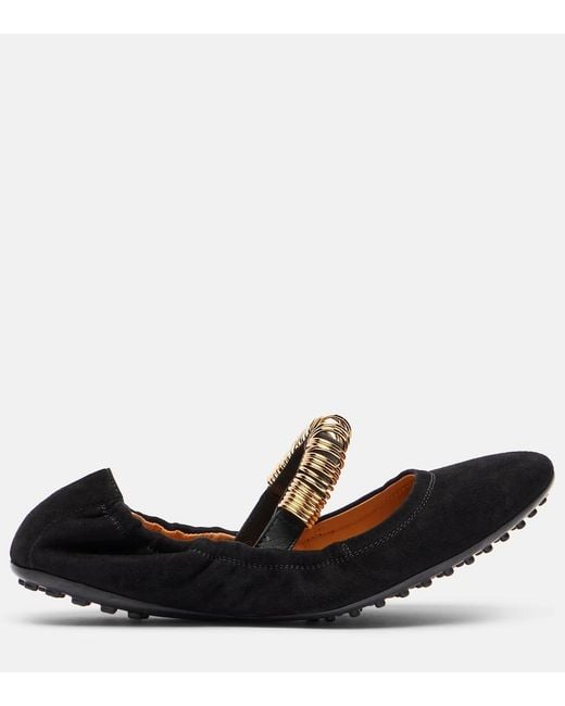 Tod's Black Dee Suede Mary Jane Flats