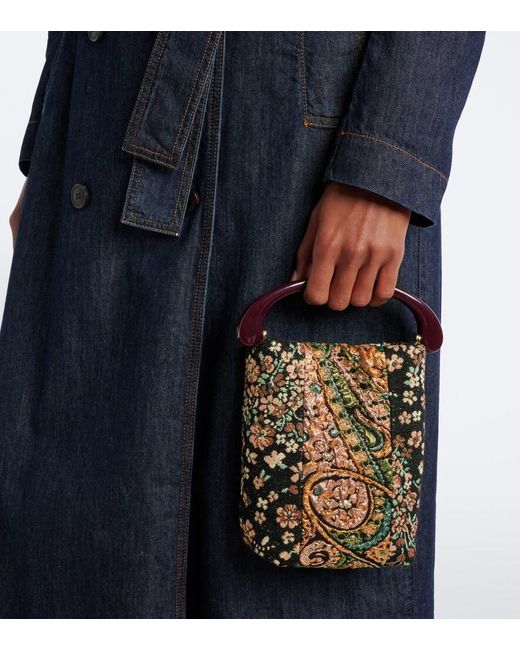 Dries Van Noten Black Micro Floral Jacquard Top-Handle Bag