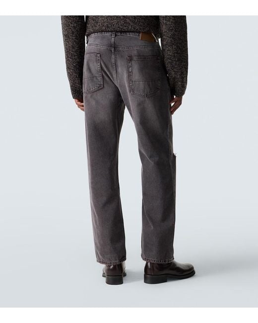 Our Legacy Gray Third Cut Distressed Wide-Leg Jeans for men
