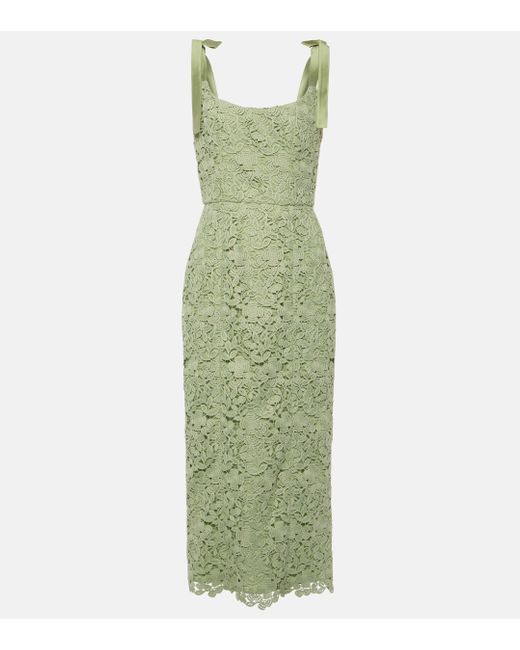 Markarian Green Crochet Midi Dress
