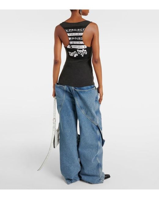 Y. Project Black Printed Cotton Jersey Tank Top