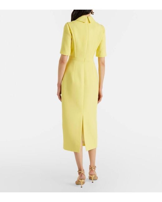 Emilia Wickstead Yellow Valletta Wool Crepe Midi Dress