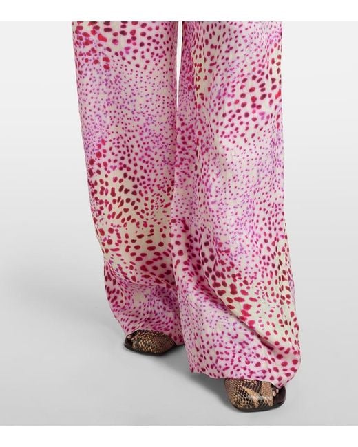 Dries Van Noten Pink Jacquard Wide-Leg Pants