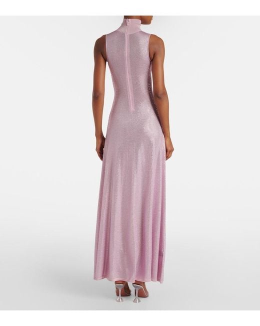 David Koma Purple Ruched Sequined Maxi Dress