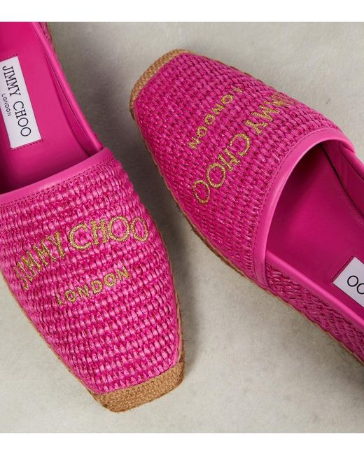 Jimmy Choo Pink Brie Raffia Espadrille