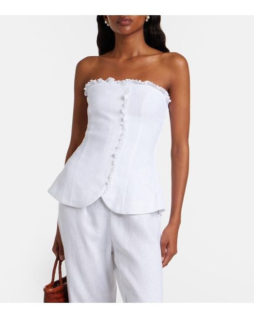 Posse White Florence Ruffled Linen Top