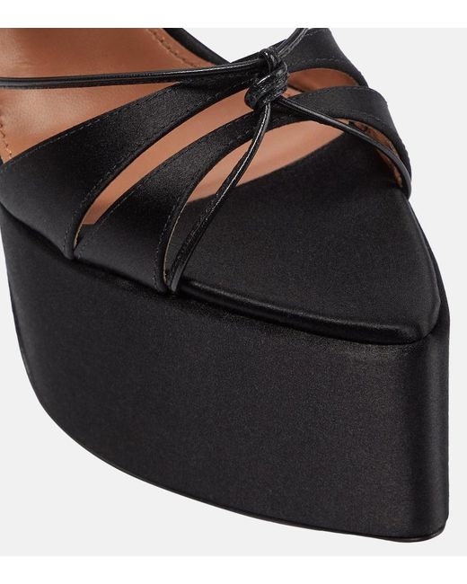 D'Accori Black Belle Satin Platform Sandals