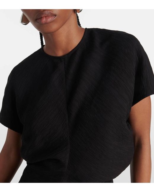 Totême  Black Slouch-Waist Plissé Midi Dress