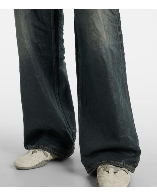 Acne Blue Glossy Mid-Rise Wide-Leg Jeans
