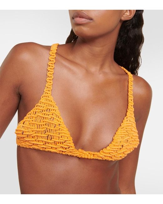 Roberta Einer Orange Beaded Cotton Bralette