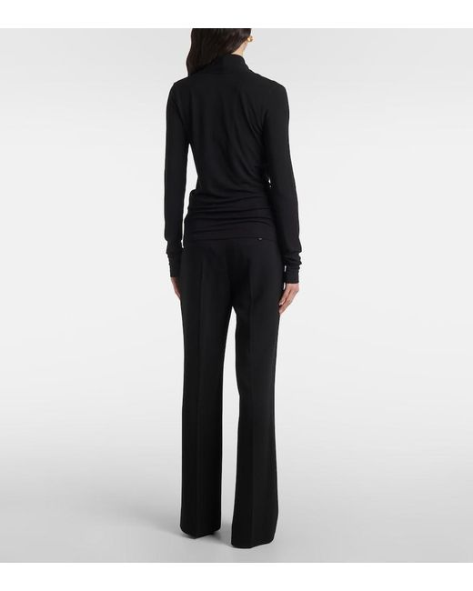 Totême  Black Draped Jersey Top