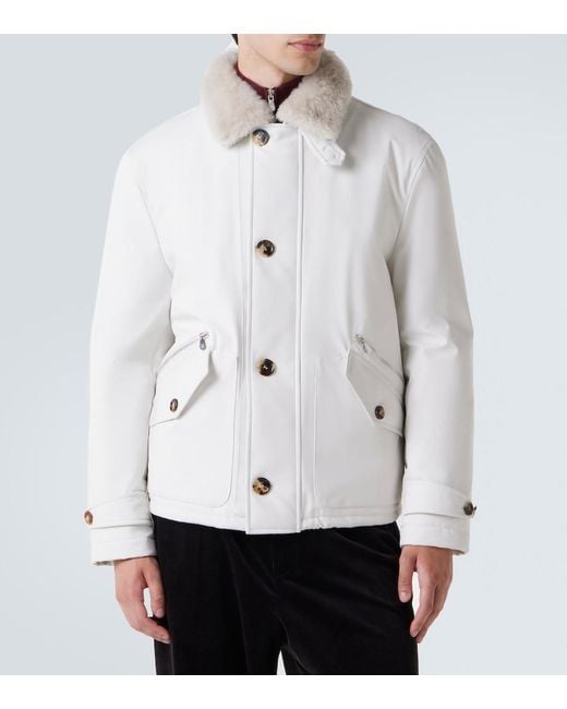 Brunello Cucinelli White Shearling-Lined Jacket for men