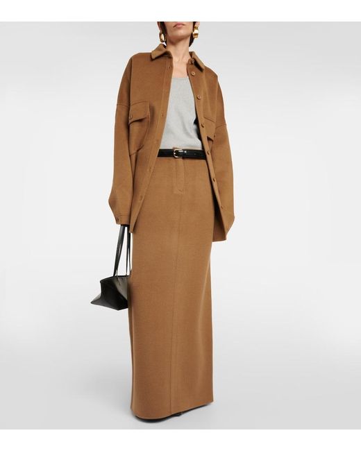 Frankie Shop Brown Malvo Wool-Blend Maxi Skirt